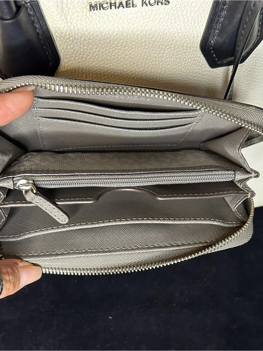 Michael Kors Gray Zip-Around Wallet with Interior Card Slots